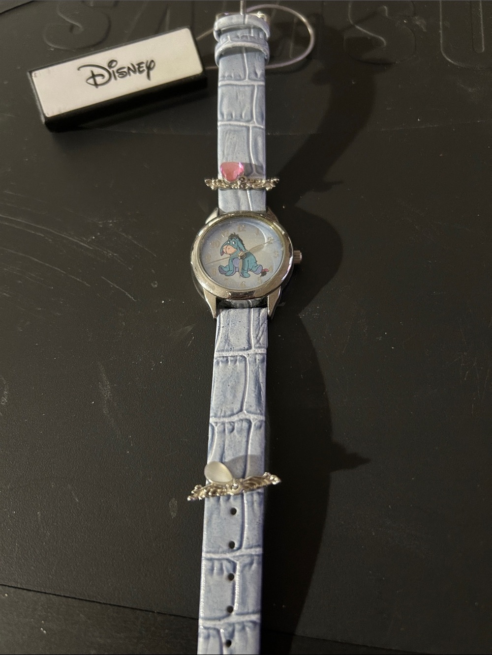 Disney Light Blue Eeyore Wristwatch with Faux-Croc Strap